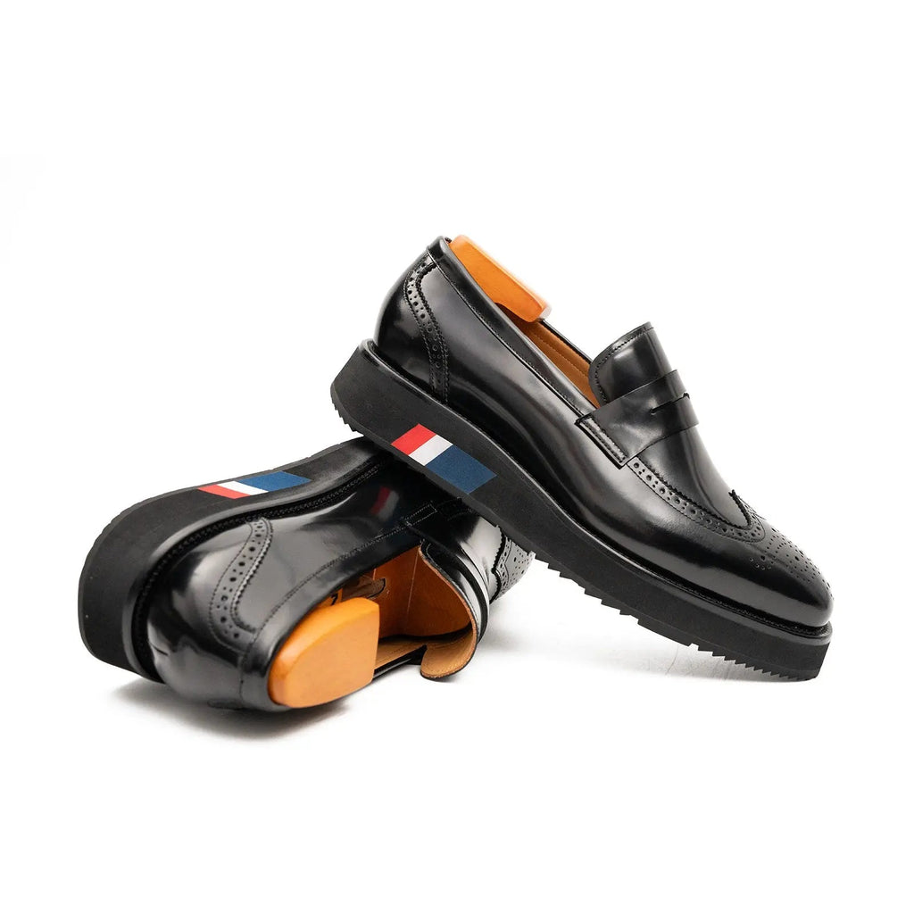 Men's Black Leather Loafers Divinch