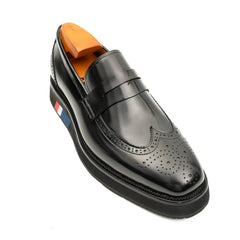 Men's Black Leather Loafers Divinch