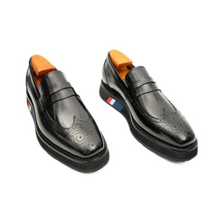 Men's Black Leather Loafers Divinch