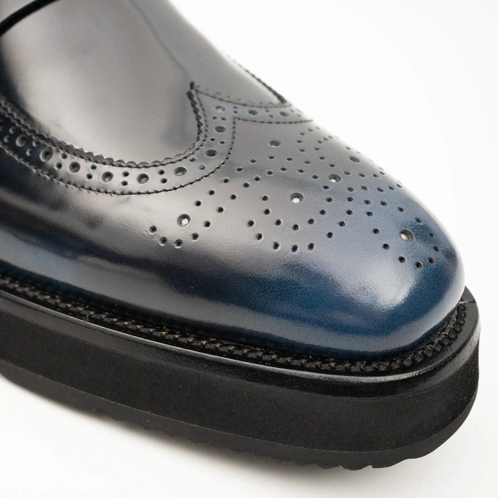 Men's Blue Leather Loafers Divinch