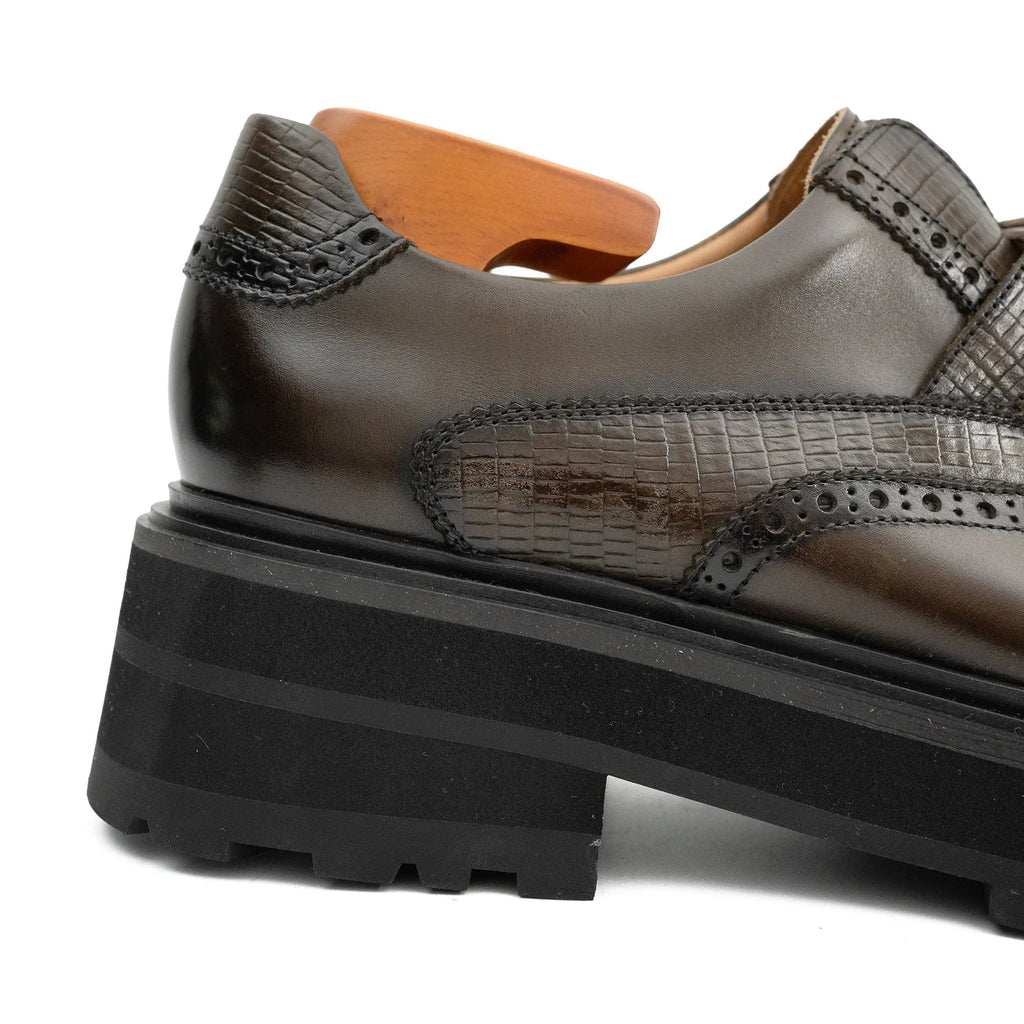 Men's Brogue Detail Leather Loafers Divinch