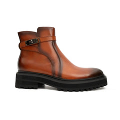 Orange-Brown Calf Leather Chelsea Boots