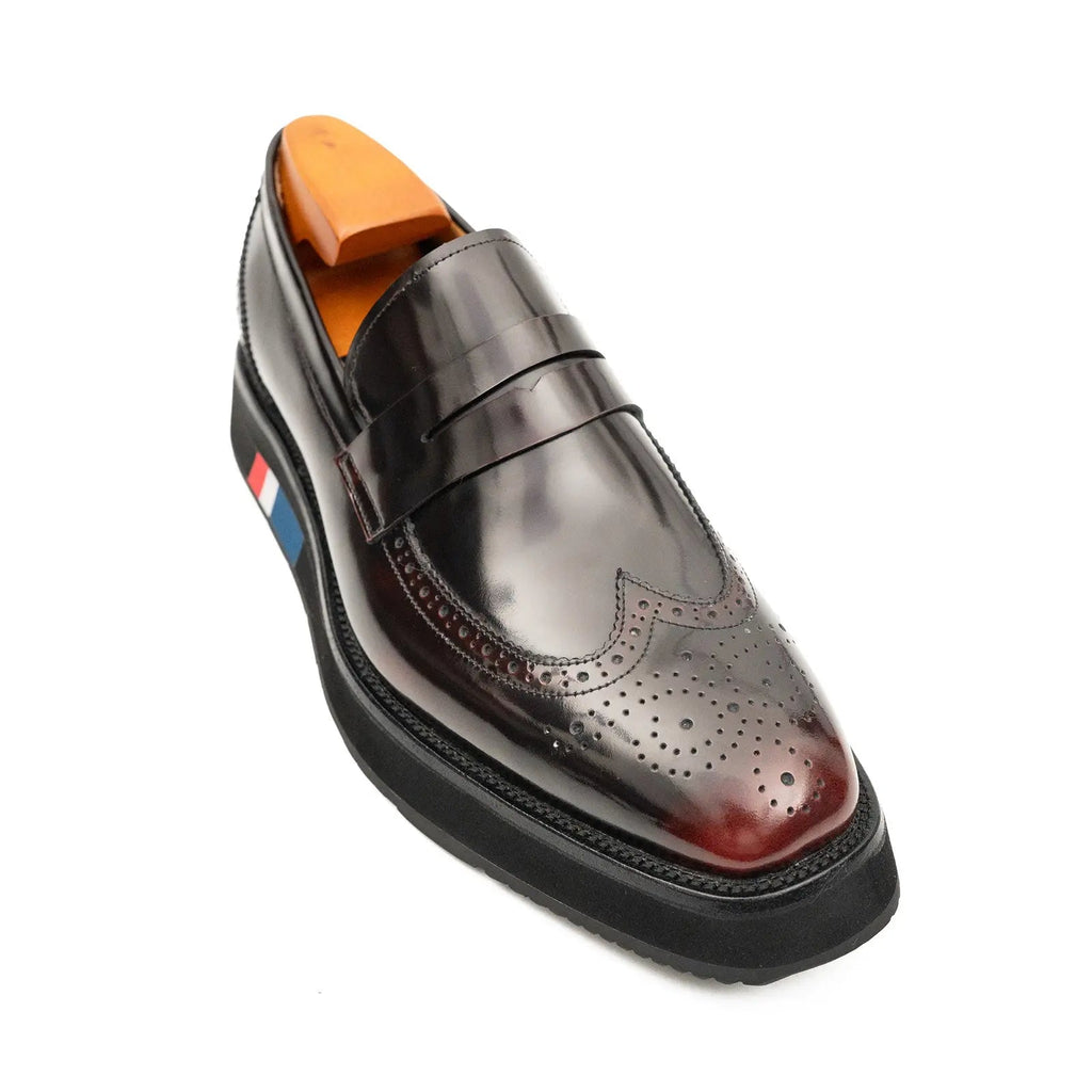 Men's Burgundy Leather Loafers Divinch