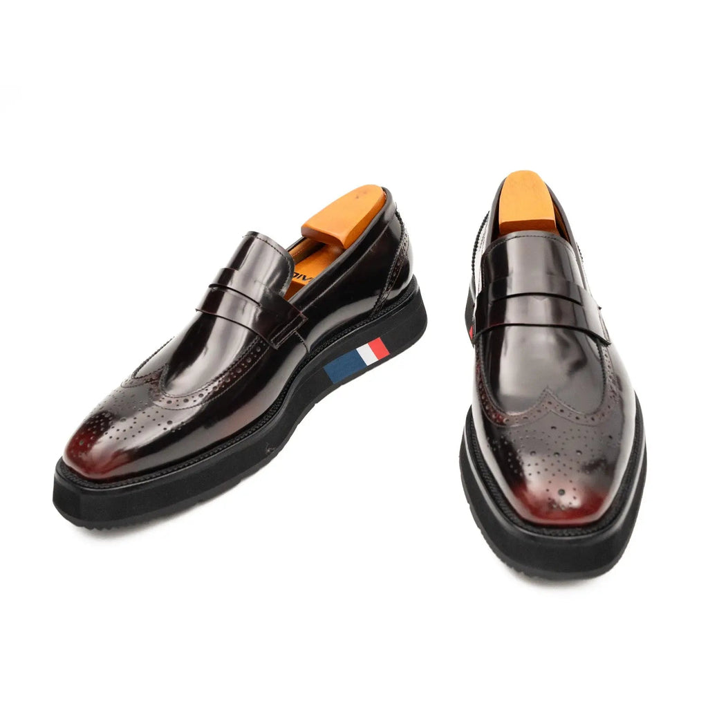 Men's Burgundy Leather Loafers Divinch