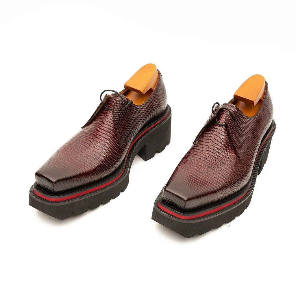 Men's Embossed Leather Derby Shoes with Chunky Sole Divinch