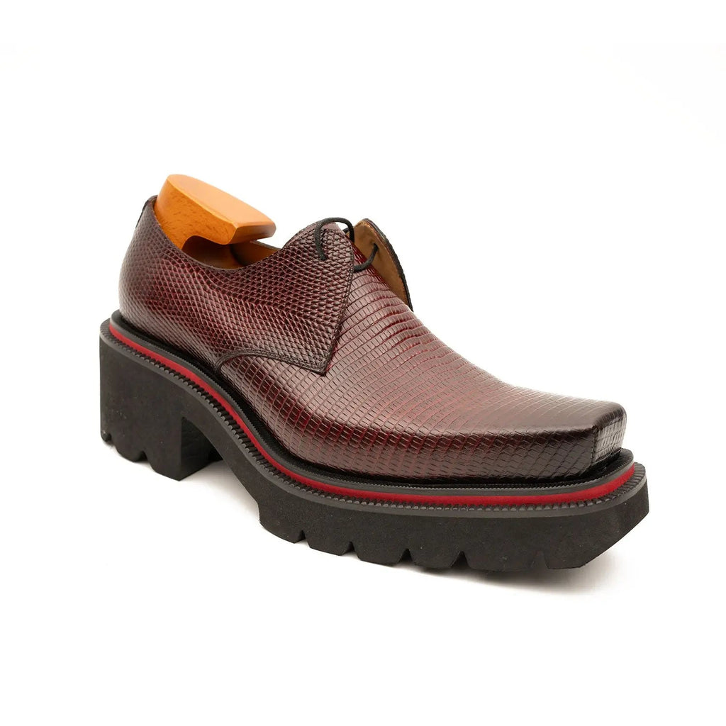 Men's Embossed Leather Derby Shoes with Chunky Sole Divinch
