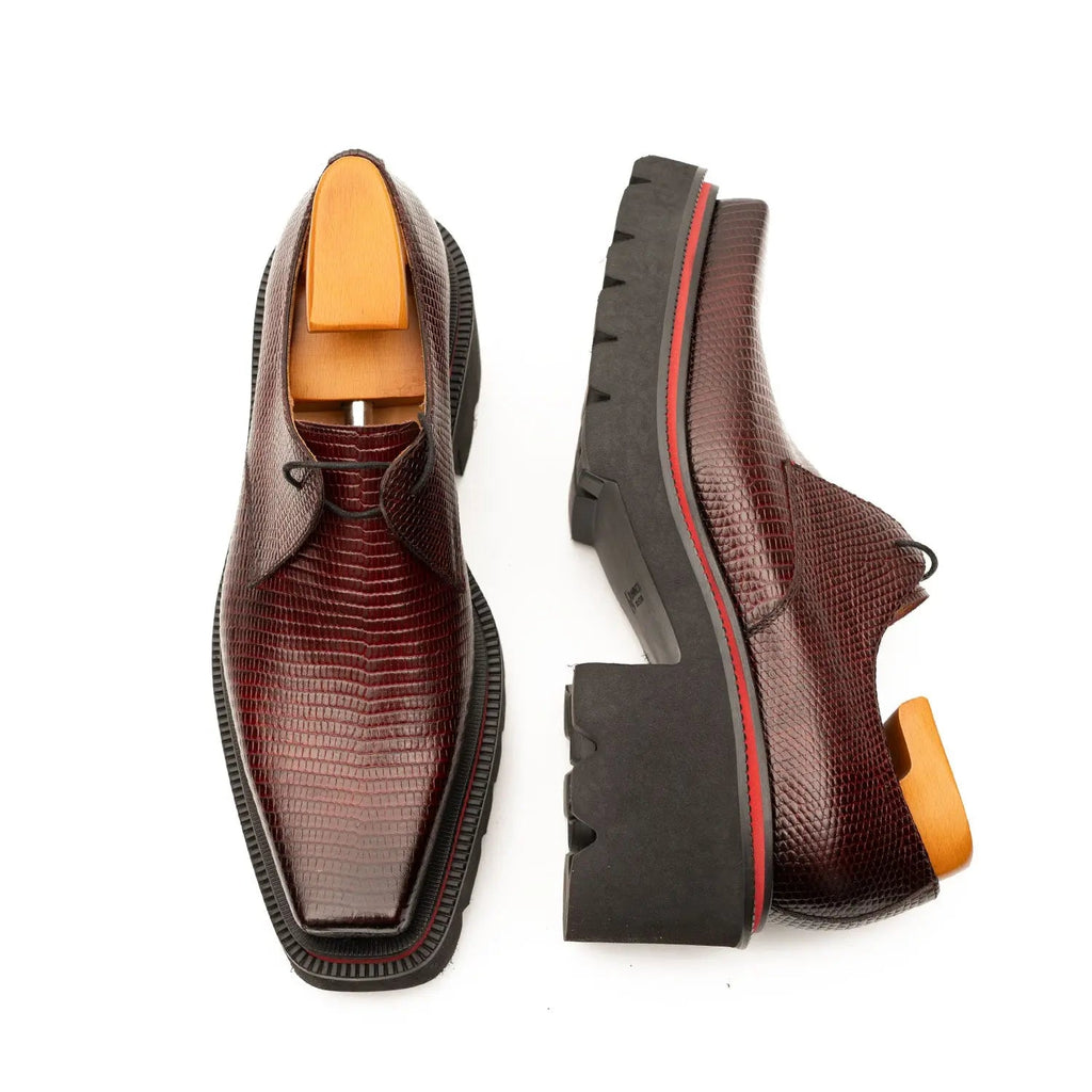 Men's Embossed Leather Derby Shoes with Chunky Sole Divinch
