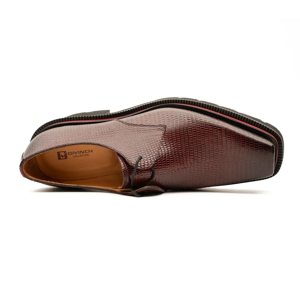 Men's Embossed Leather Derby Shoes with Chunky Sole Divinch