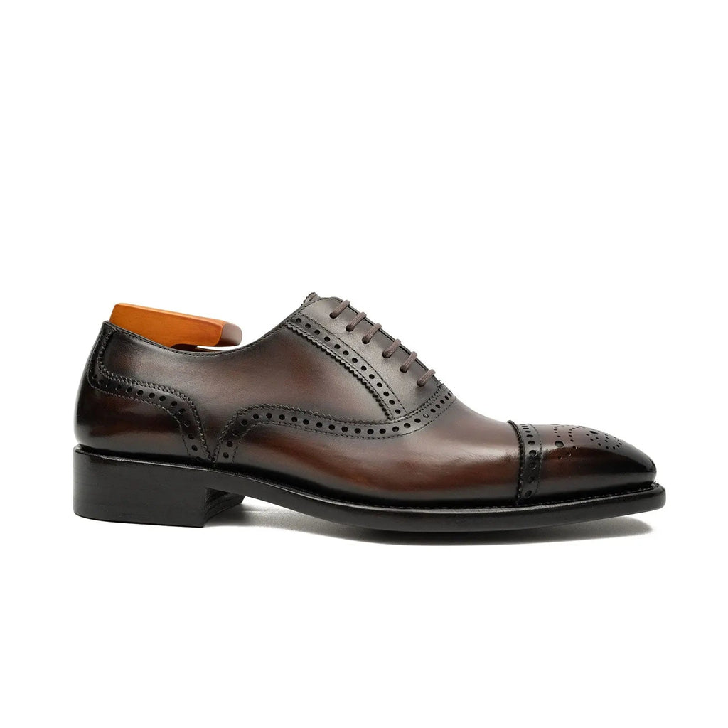 Men's Goodyear Welted Brogue Oxford Shoes Brown Divinch