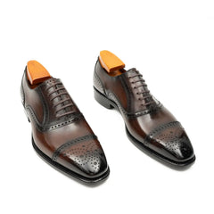 Men's Goodyear Welted Brogue Oxford Shoes Brown Divinch
