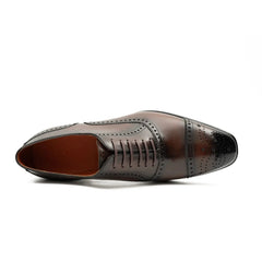 Men's Goodyear Welted Brogue Oxford Shoes Brown Divinch