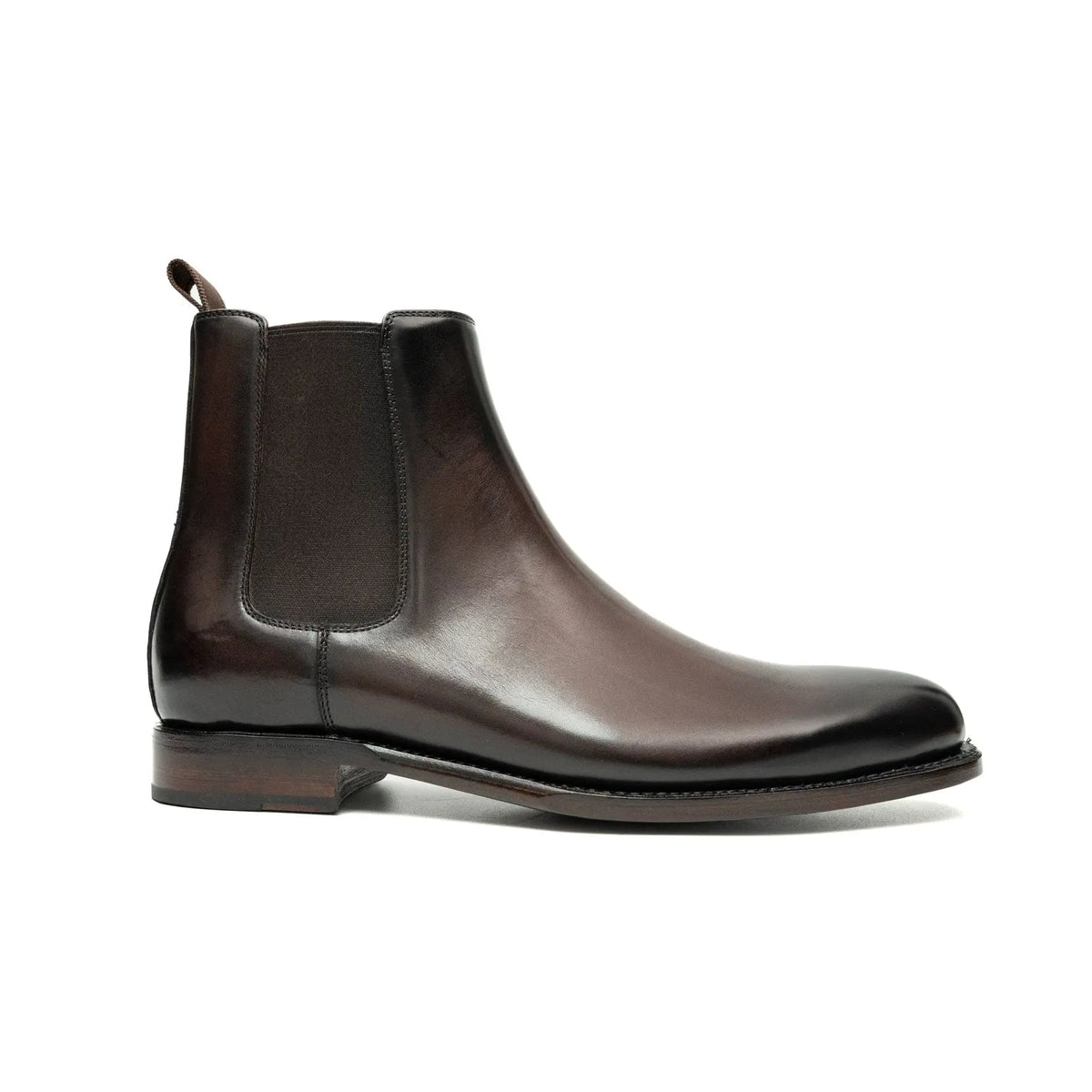Dark Brown Plain-Toe Cow Leather Chelsea Boots