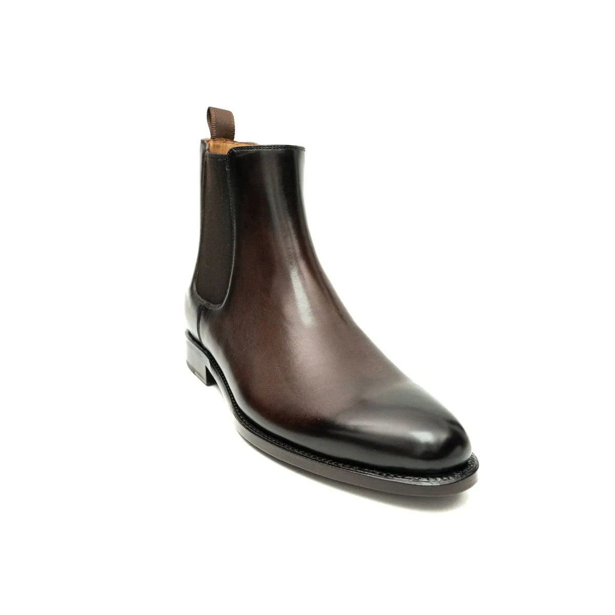 Dark Brown Plain-Toe Cow Leather Chelsea Boots