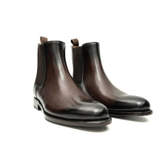 Dark Brown Plain-Toe Cow Leather Chelsea Boots