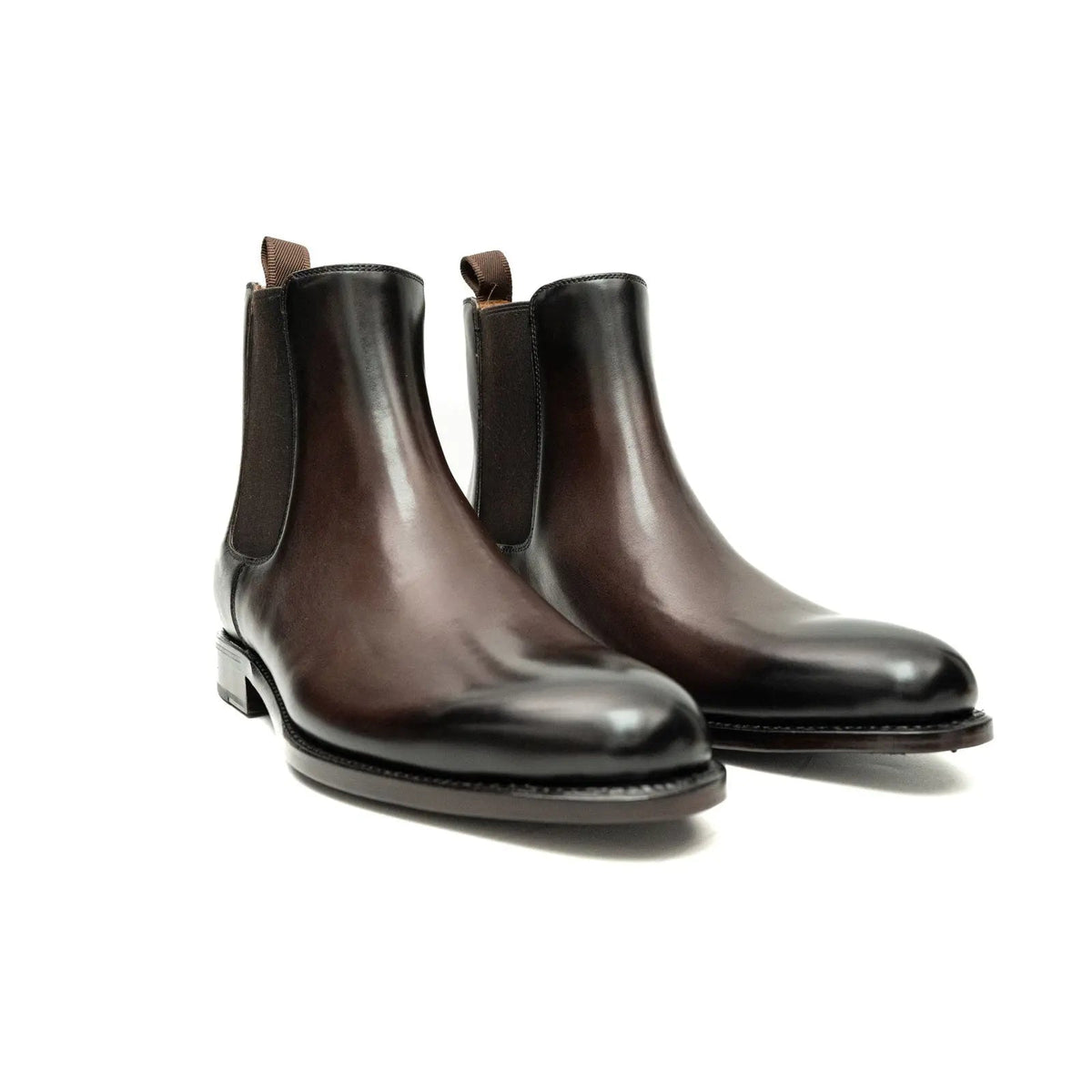 Dark Brown Plain-Toe Cow Leather Chelsea Boots