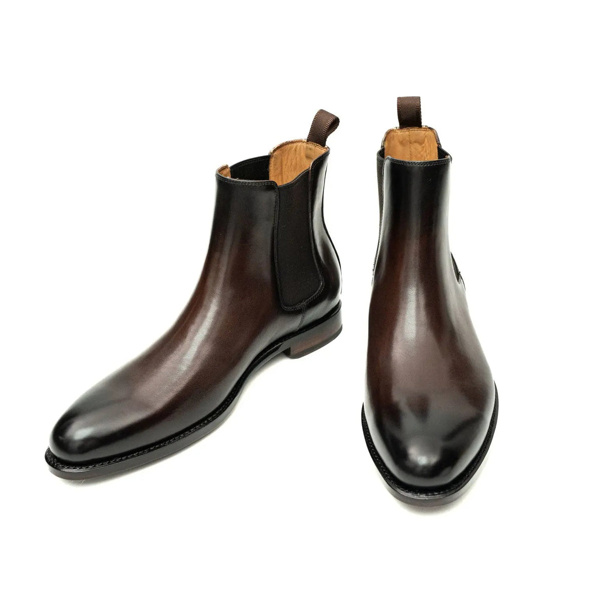 Dark Brown Plain-Toe Cow Leather Chelsea Boots