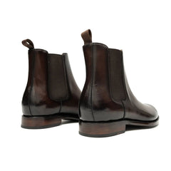 Dark Brown Plain-Toe Cow Leather Chelsea Boots