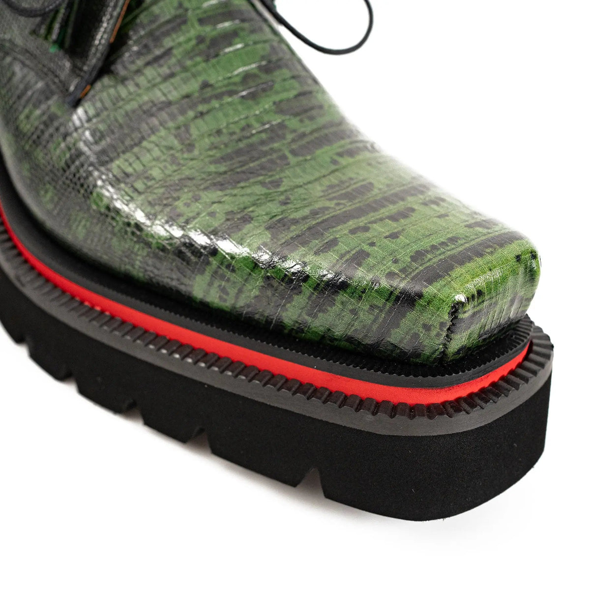 Men's Leather Derby Shoes with Snake-Print Platform Divinch