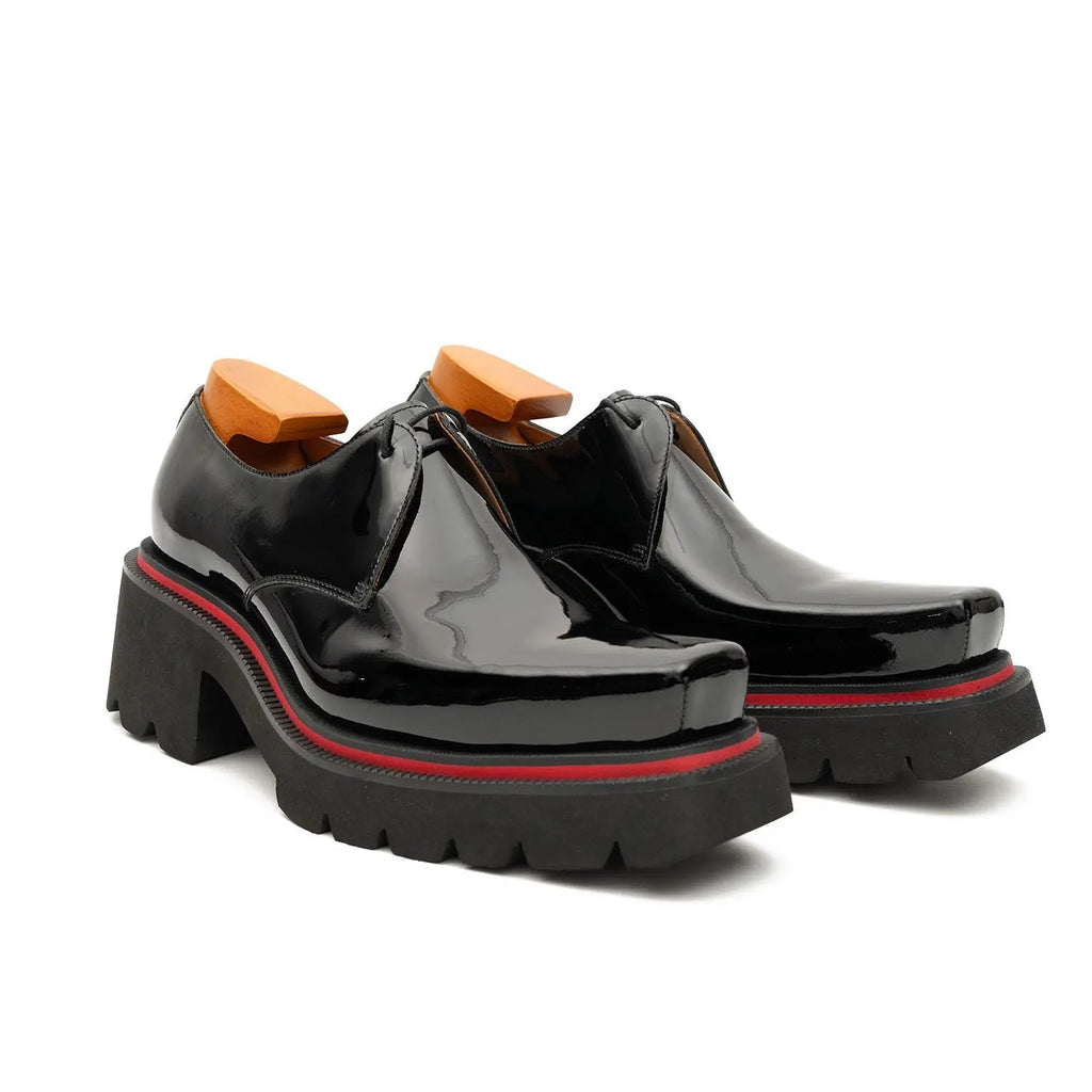 Men's Patent Leather Derby Shoes with Chunky Sole Divinch