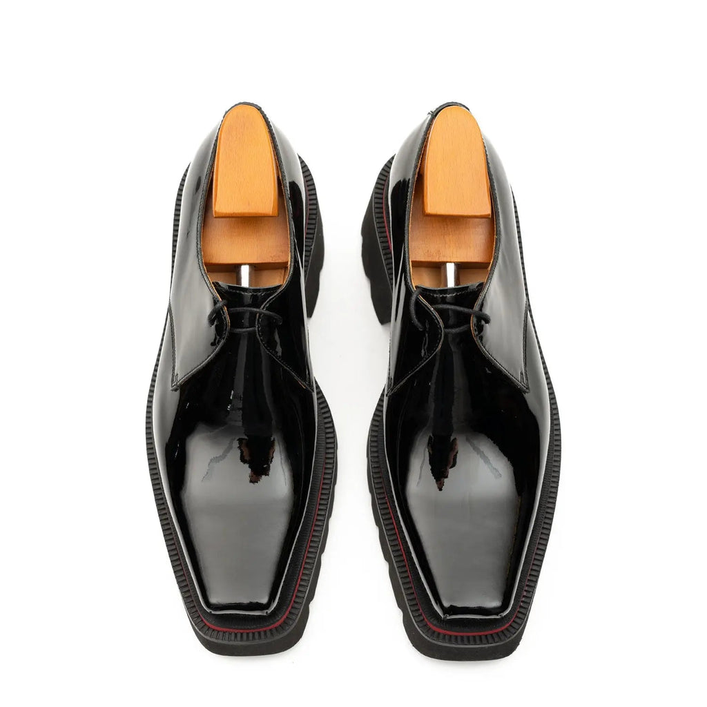 Men's Patent Leather Derby Shoes with Chunky Sole Divinch