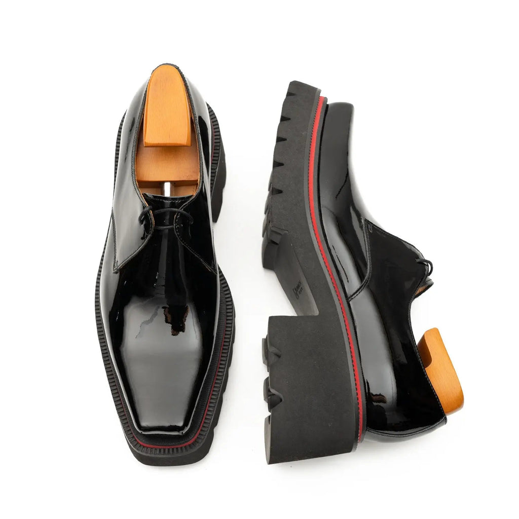 Men's Patent Leather Derby Shoes with Chunky Sole Divinch
