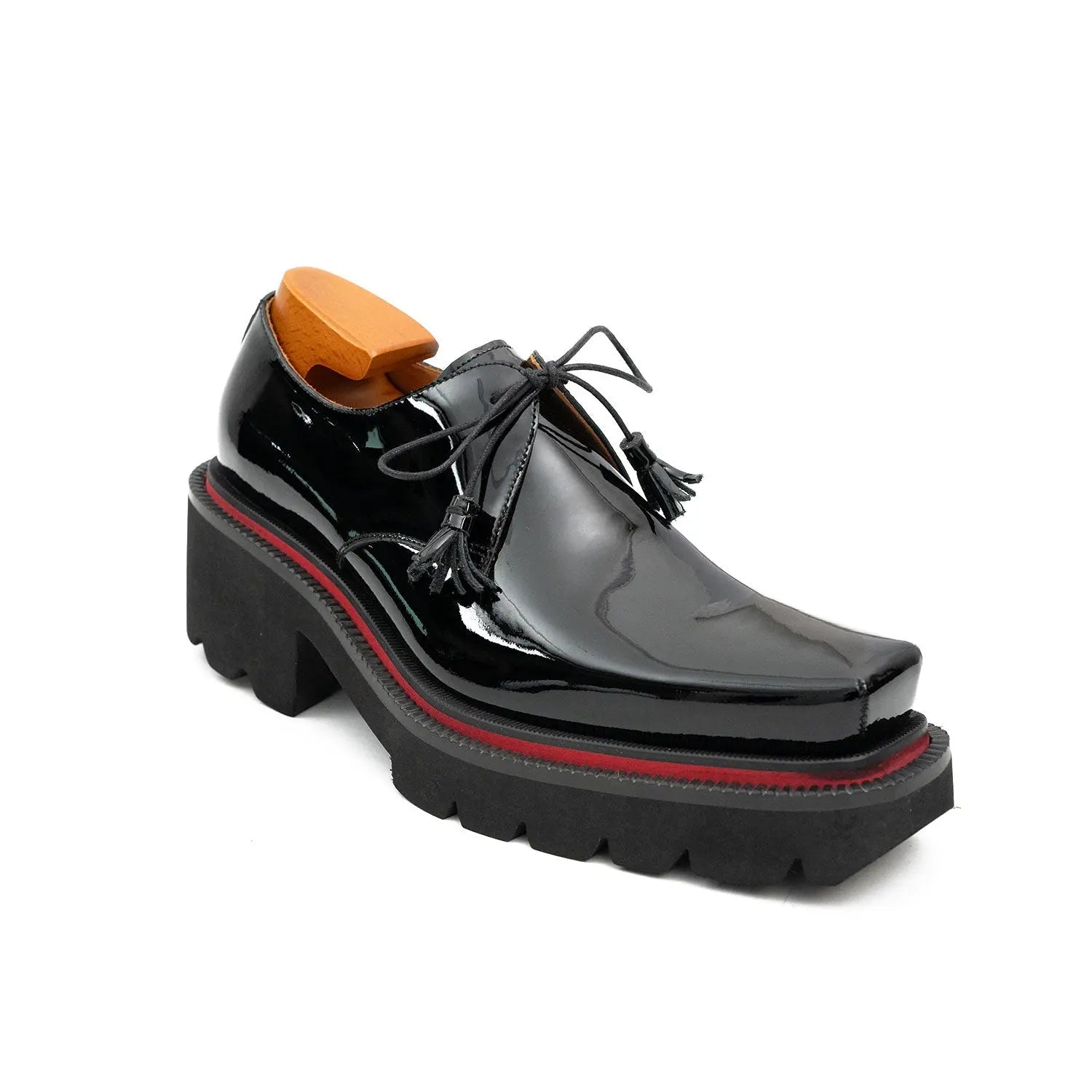 Men's Patent Leather Derby Shoes with Chunky Sole Divinch