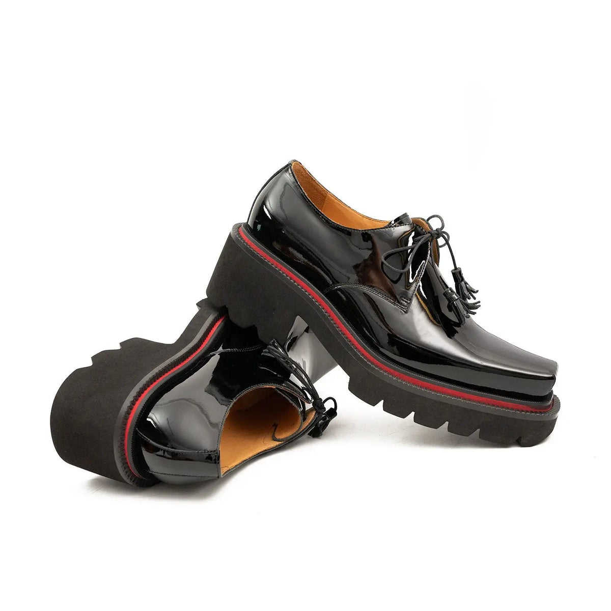 Men's Patent Leather Derby Shoes with Chunky Sole Divinch