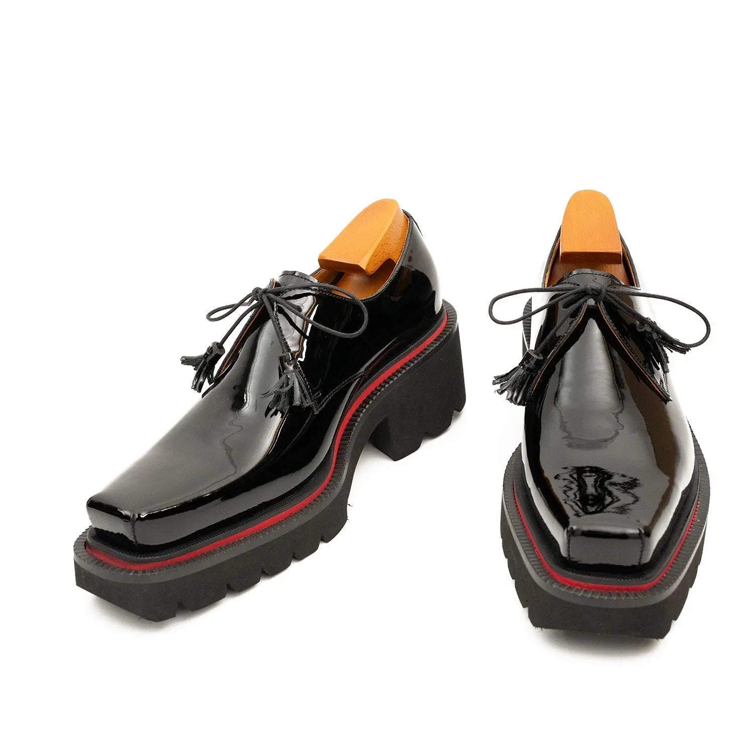 Men's Patent Leather Derby Shoes with Chunky Sole Divinch