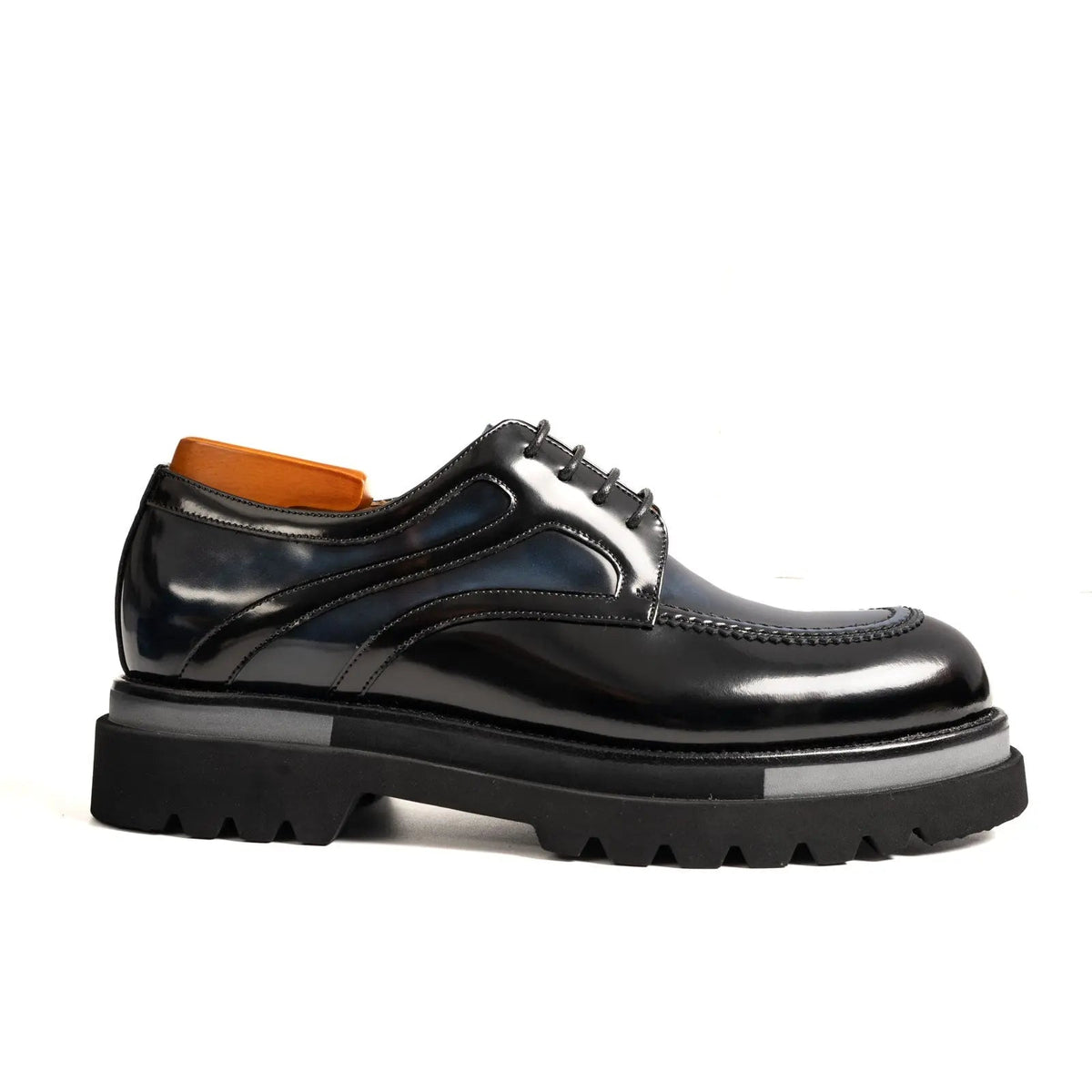 Midnight Blue Polished Moc-Toe Derby Divinch