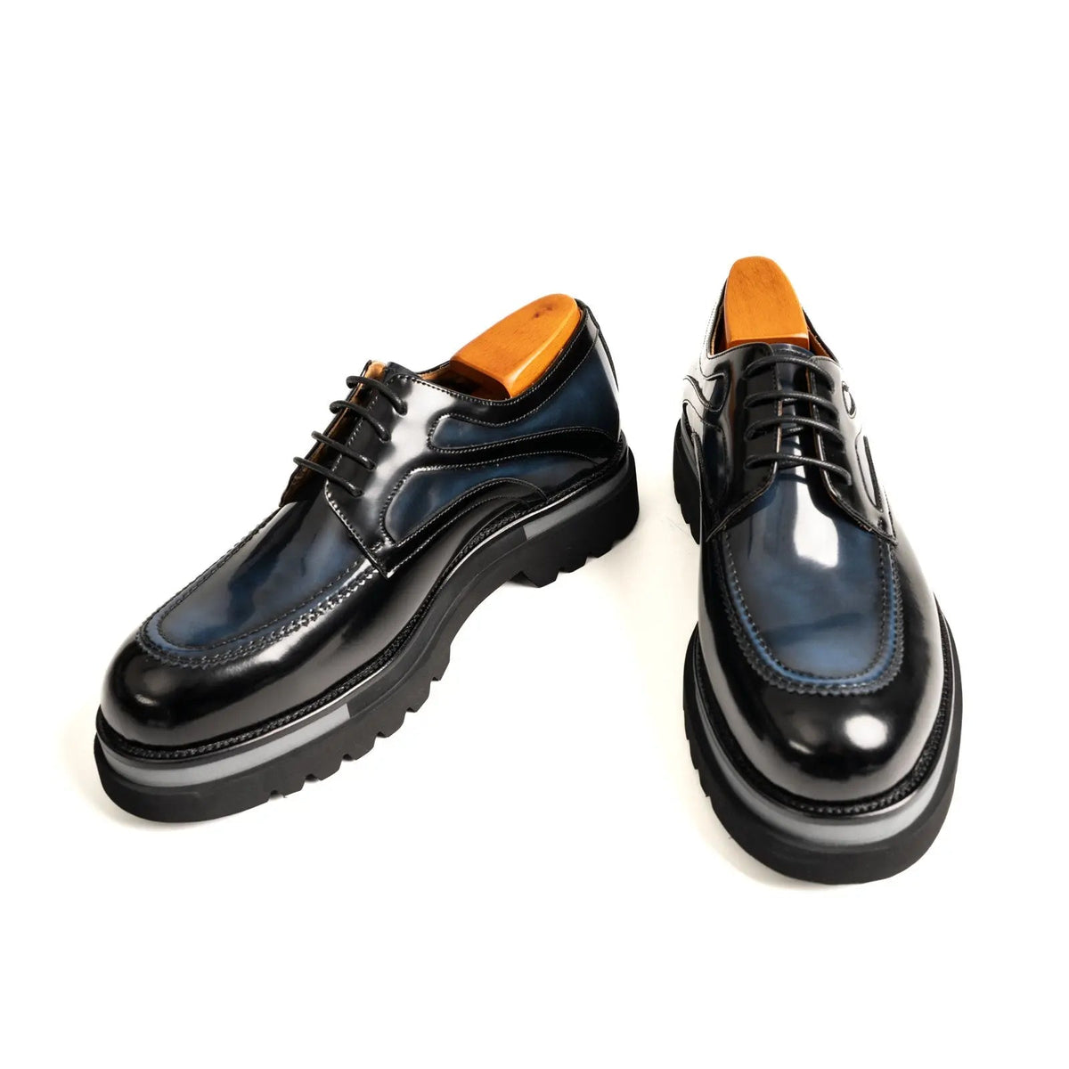 Midnight Blue Polished Moc-Toe Derby Divinch