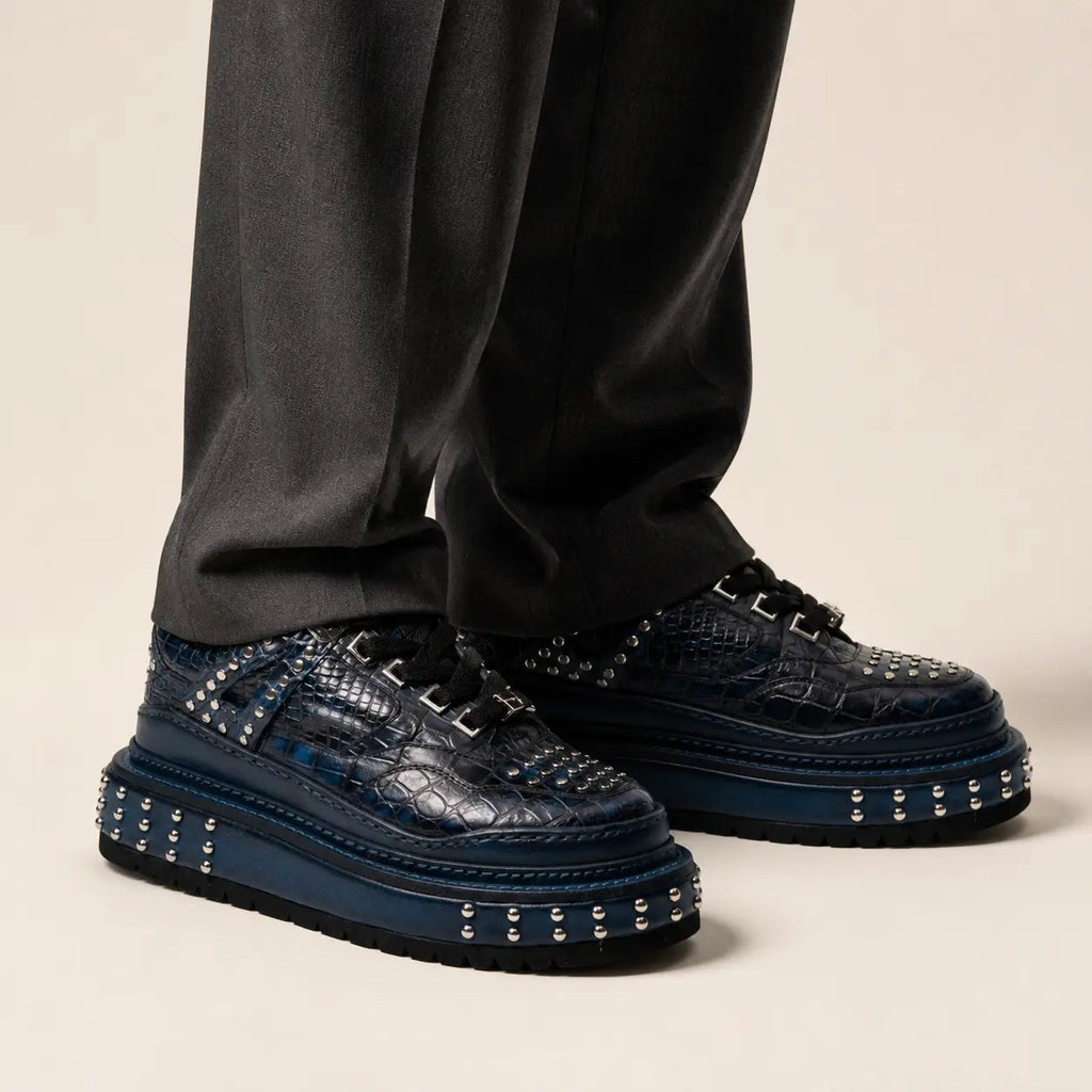 Midnight Croc Studded Platform Sneaker — on-foot studio view