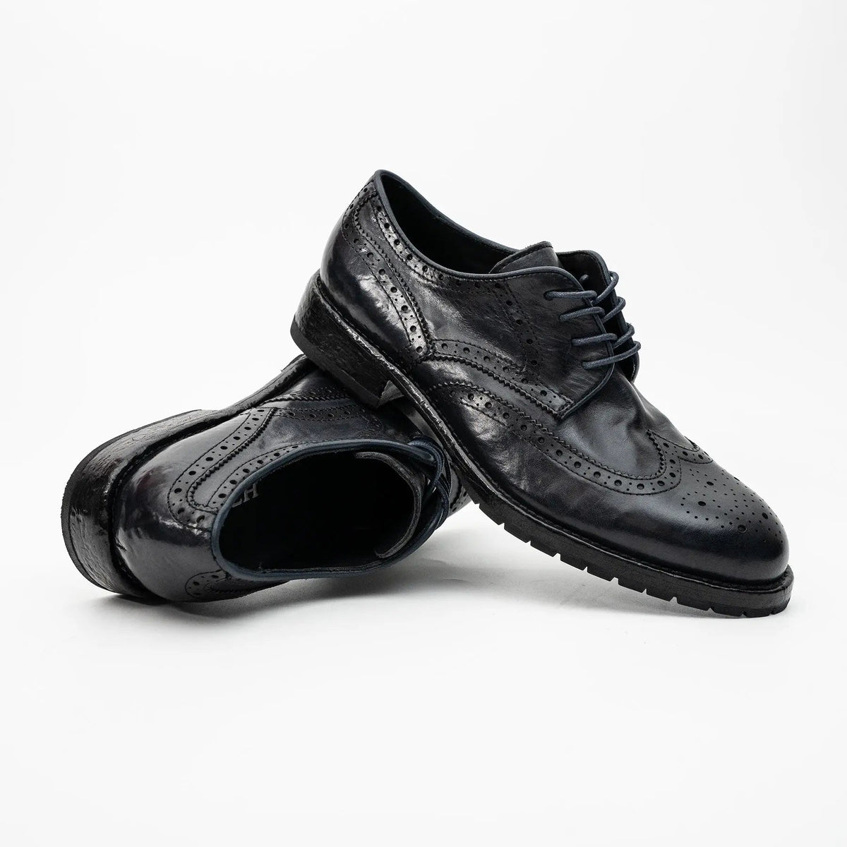 Midnight Navy Washed Leather Lug Derby DIVINCH