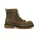 Olive Suede Lace-Up Combat Boots DIVINCH