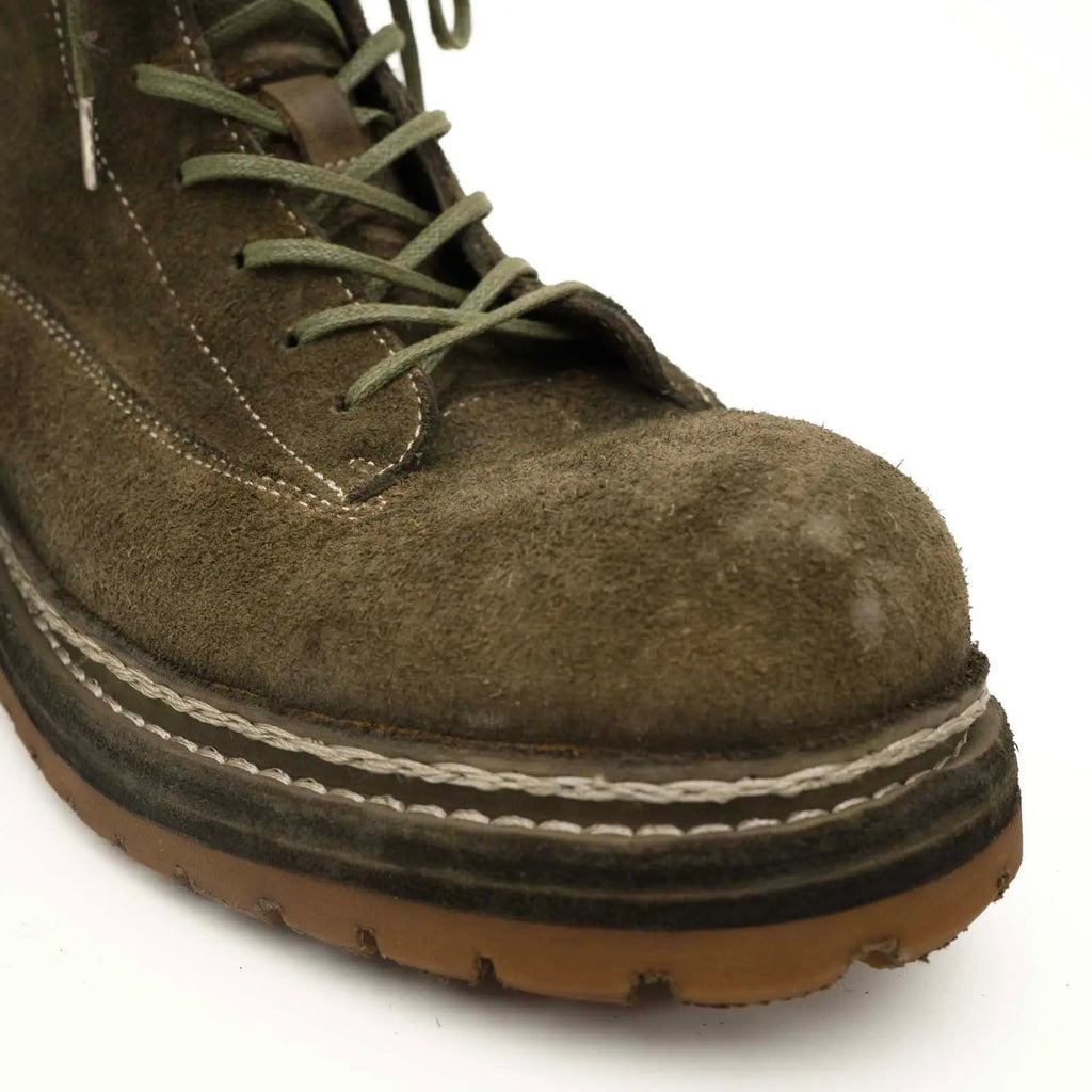 Olive Suede Lace-Up Combat Boots DIVINCH