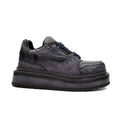 Dark Gray-Purple Low-Top Platform Sneaker