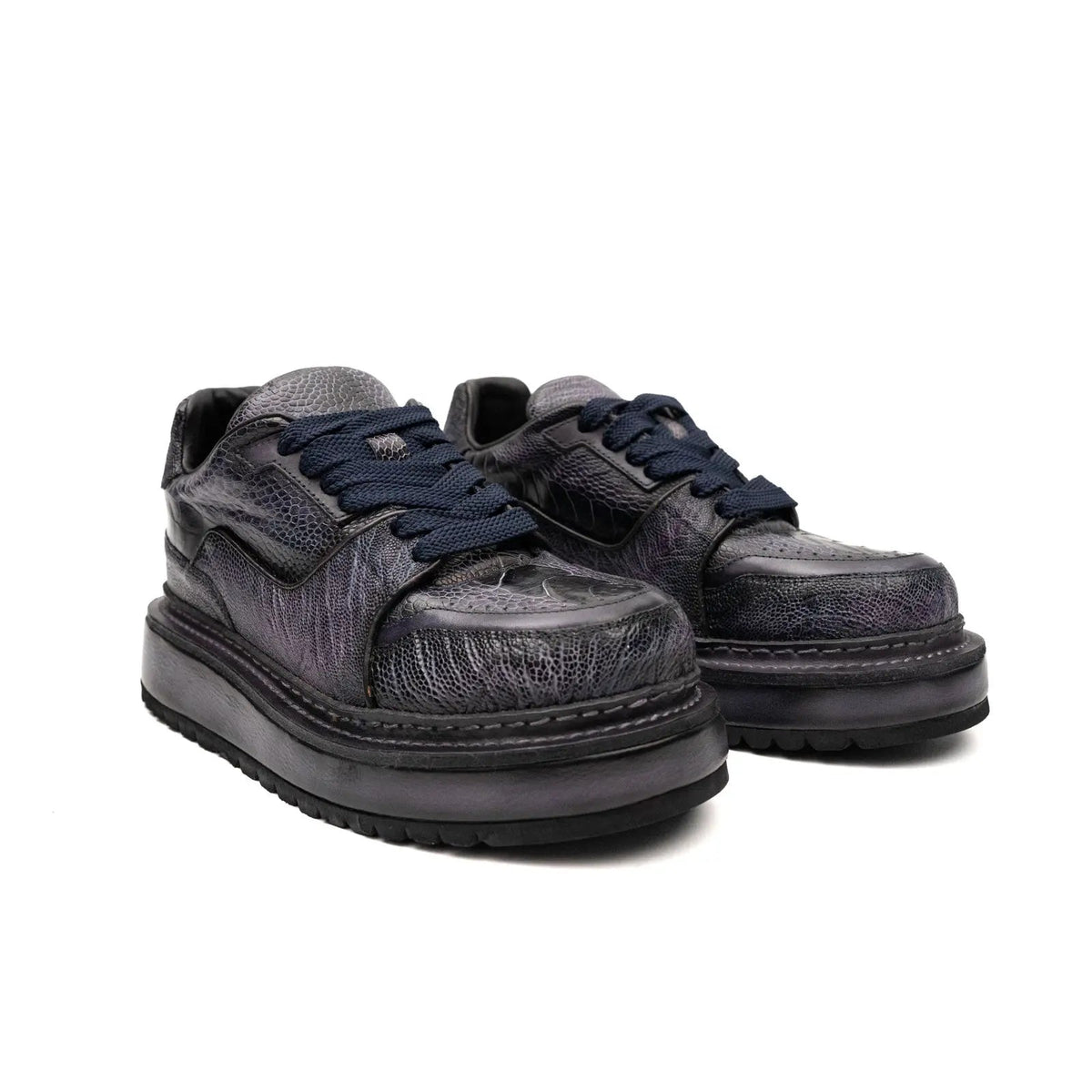Dark Gray-Purple Low-Top Platform Sneaker
