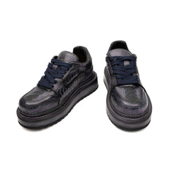 Purple Platform Lizard Leather Sneakers