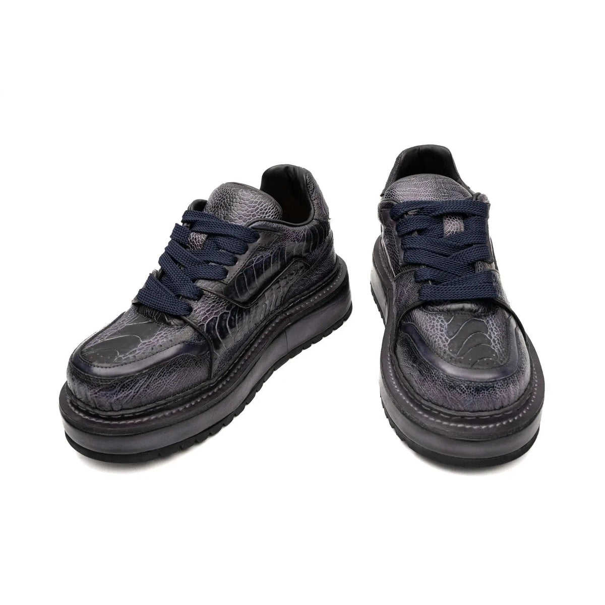 Dark Gray-Purple Low-Top Platform Sneaker