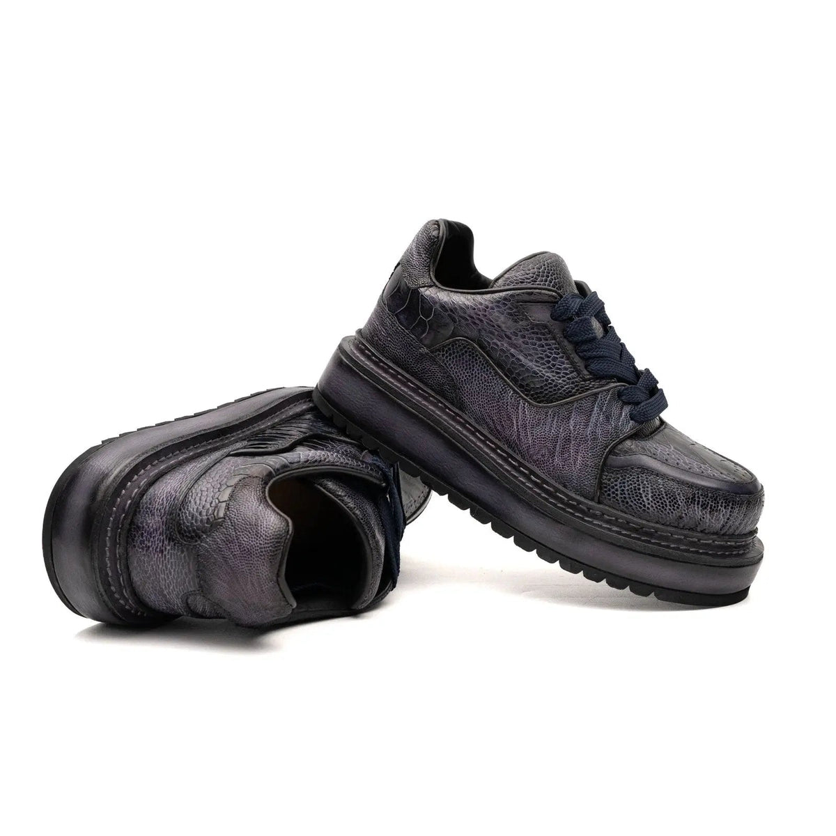 Dark Gray-Purple Low-Top Platform Sneaker