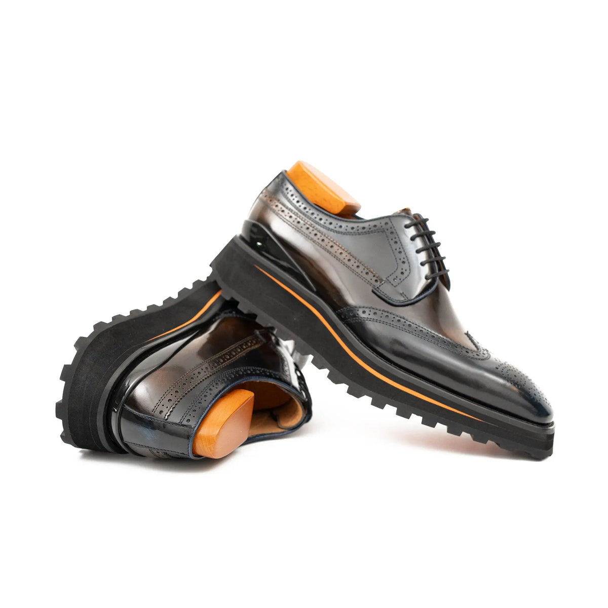 Patent leather shoes Platform brogues Blue DIVINCH