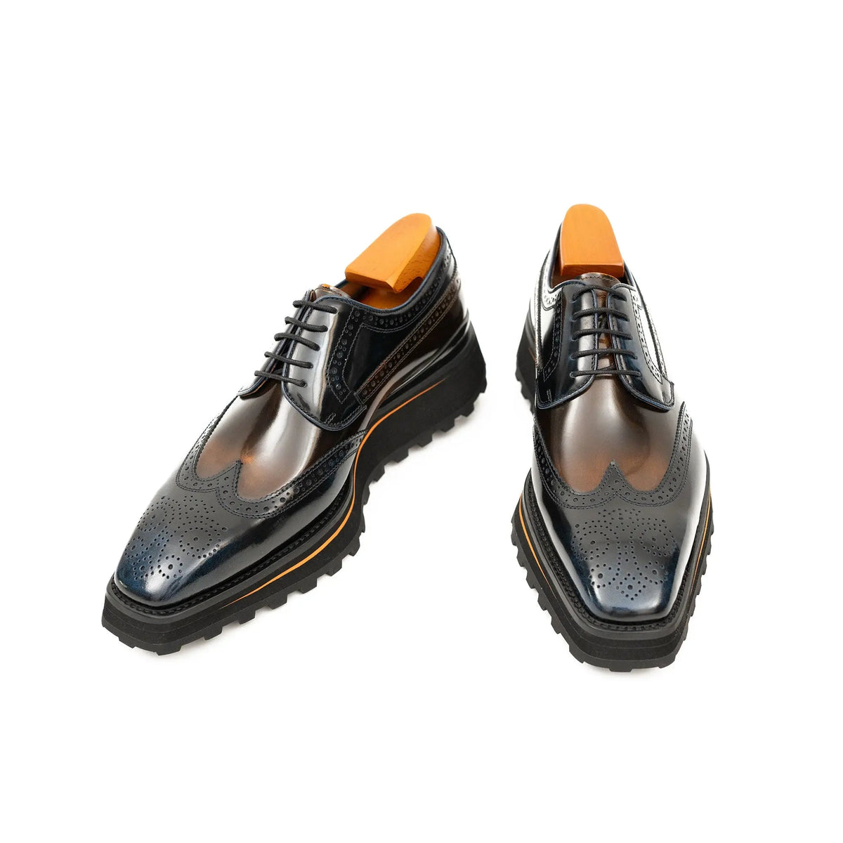 Patent leather shoes Platform brogues Blue DIVINCH