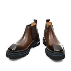Premium Handcrafted Calfskin Chelsea Boots Brown DIVINCH