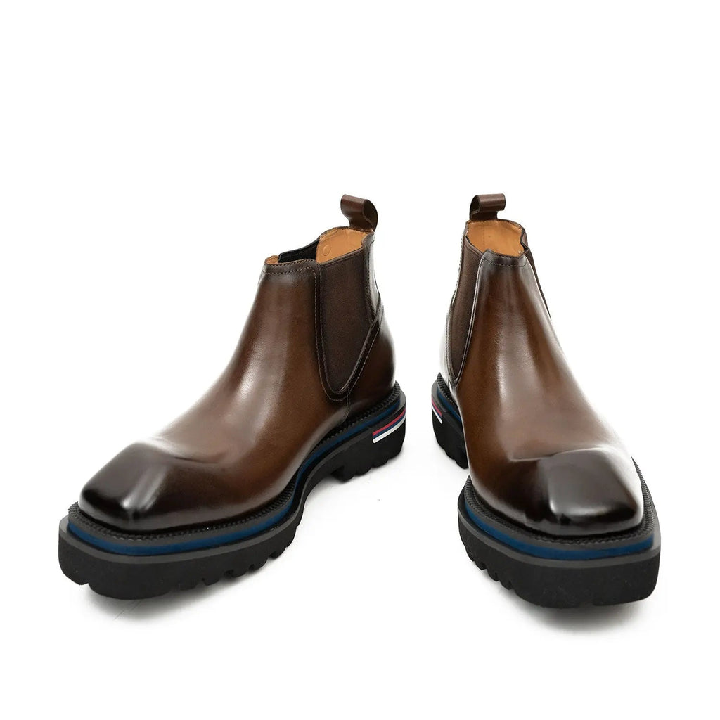 Premium Handcrafted Calfskin Chelsea Boots Brown DIVINCH