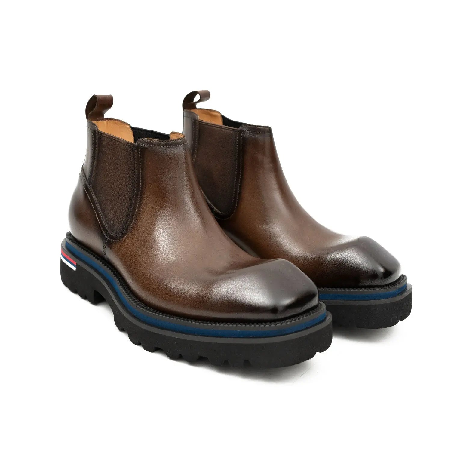 Premium Handcrafted Calfskin Chelsea Boots Brown DIVINCH