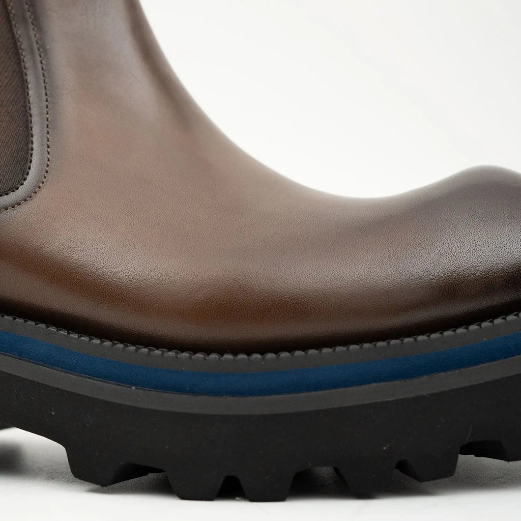 Premium Handcrafted Calfskin Chelsea Boots Brown DIVINCH