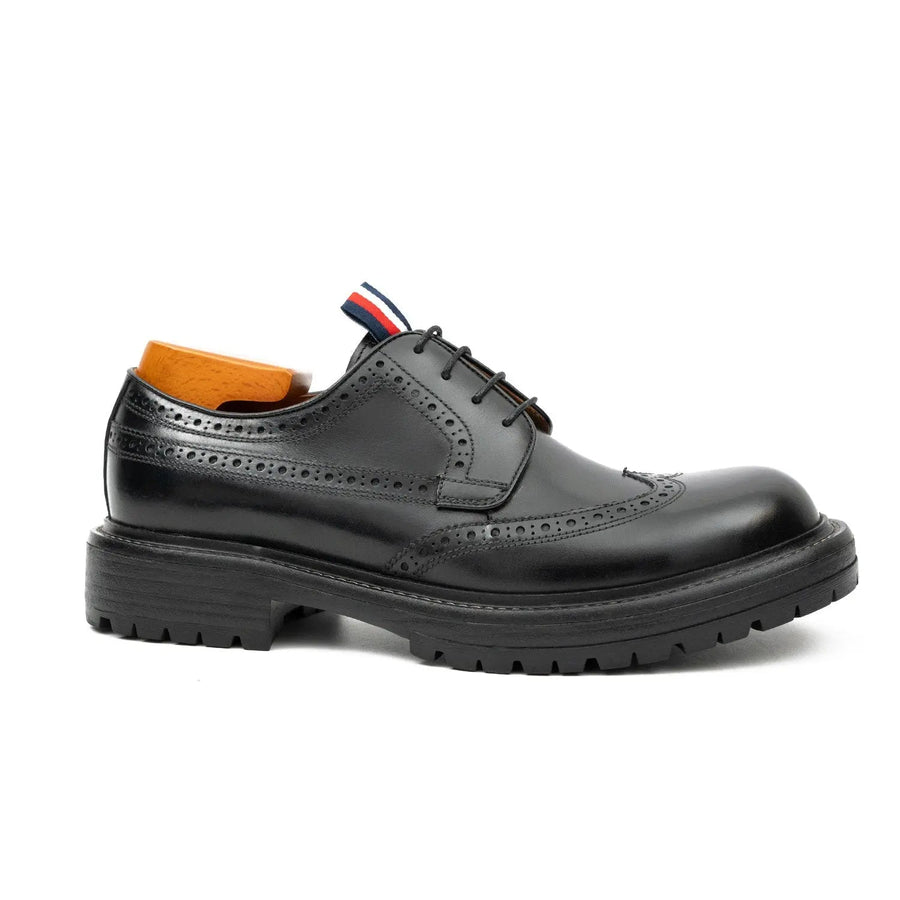Premium Men's Classic Derby Brogue Shoes Black DIVINCH