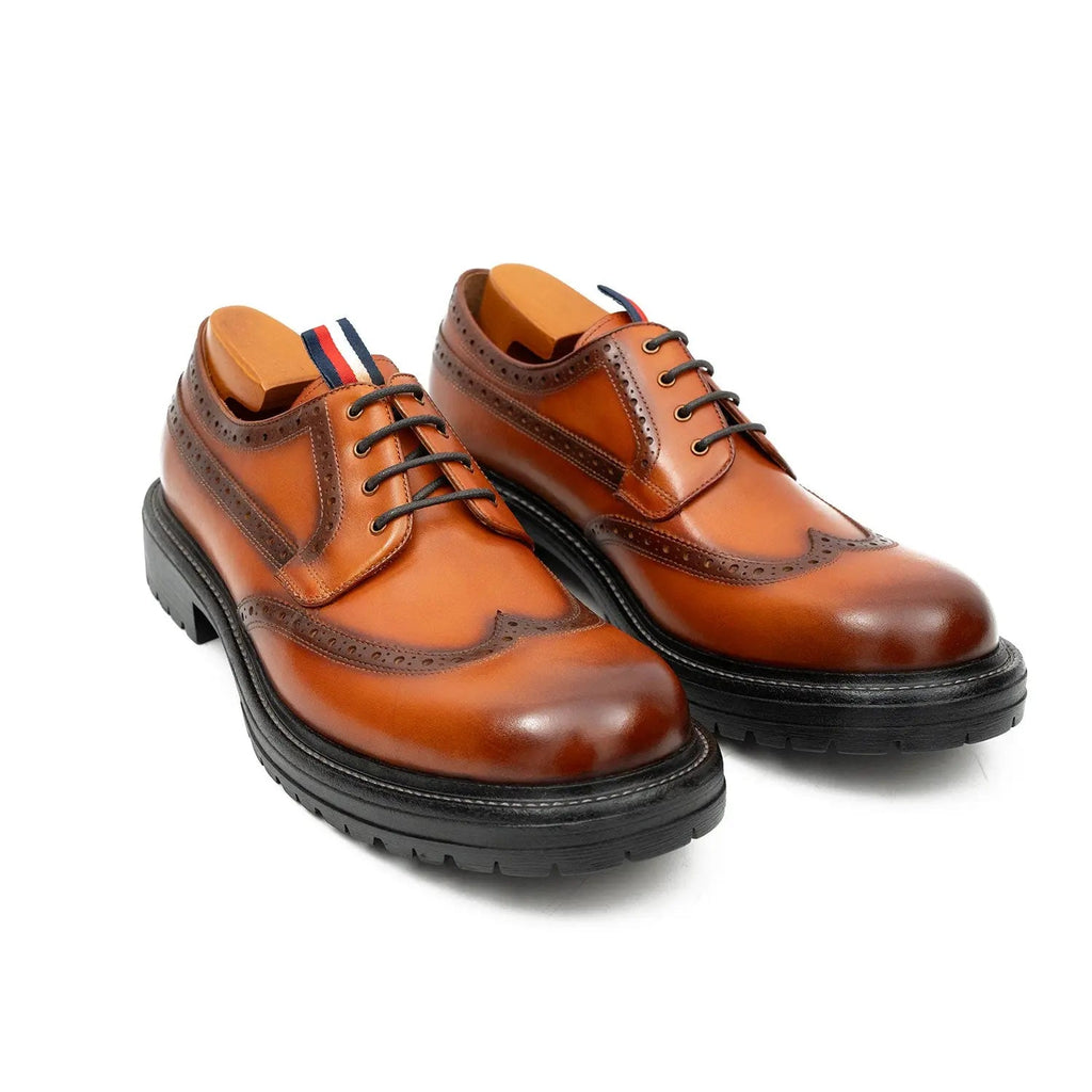 Premium Men's Classic Derby Brogue Shoes Brwon DIVINCH