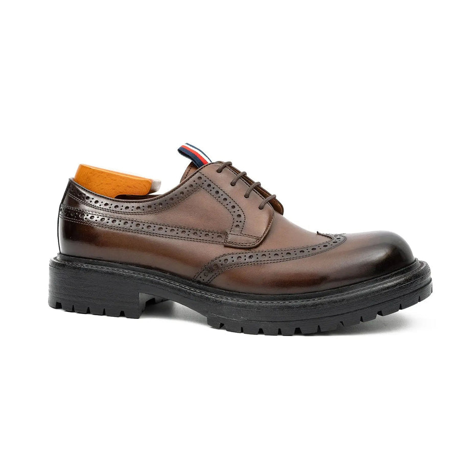Premium Men's Classic Derby Brogue Shoes Coffee DIVINCH