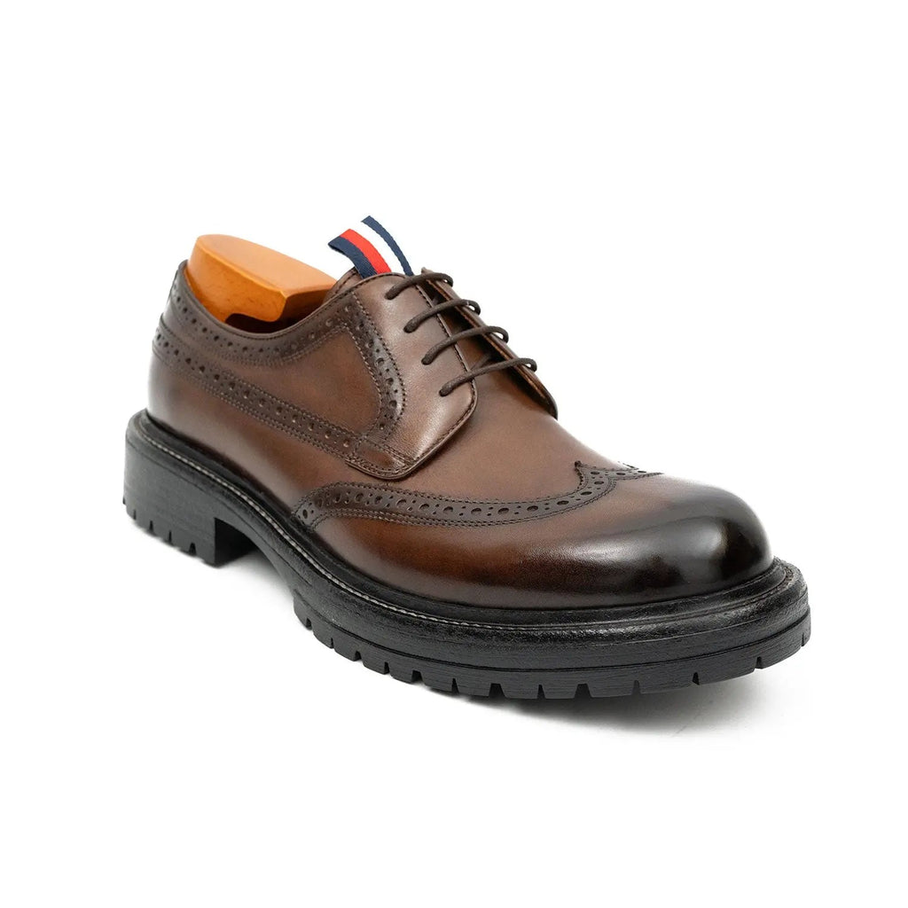 Premium Men's Classic Derby Brogue Shoes Coffee DIVINCH