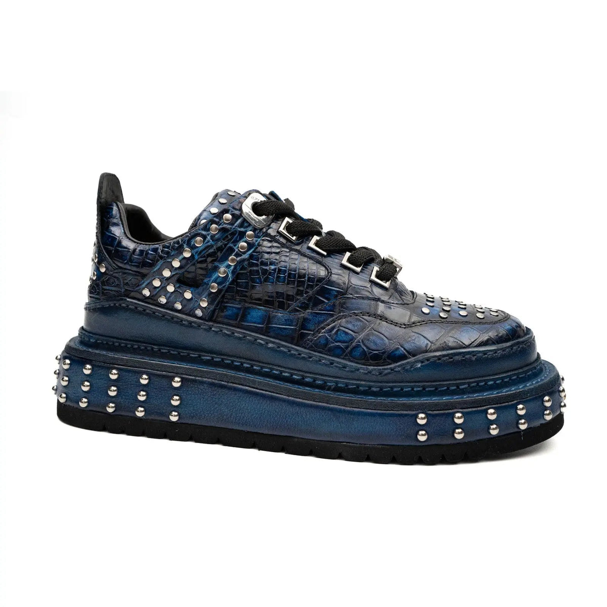 Blue and Black Platform Sneaker with Stud Rows